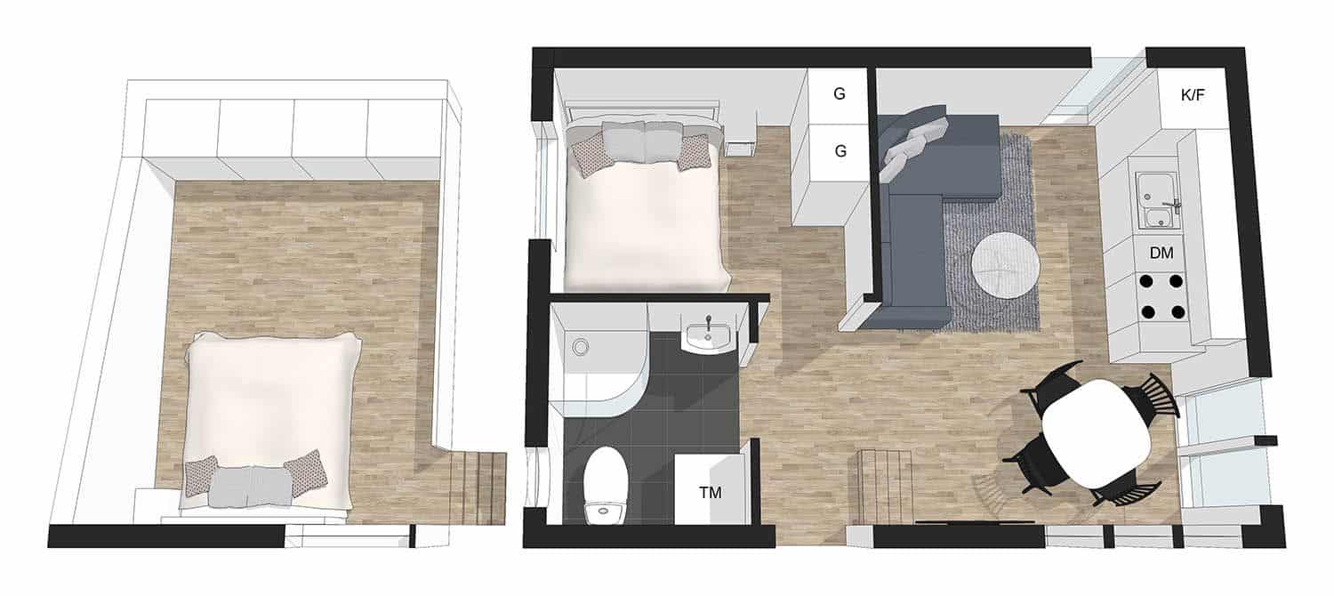 3D möbleringsförslag för Årehuset 30 Energi