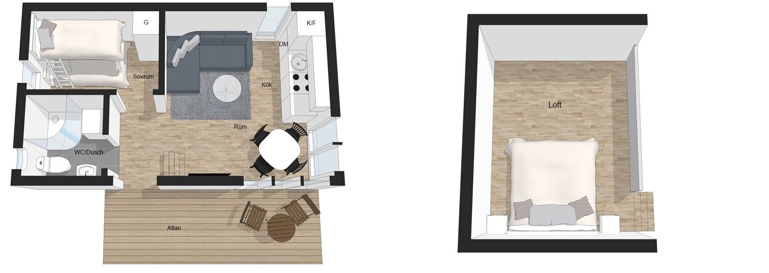 Årehuset 25 Modern planritning med loft