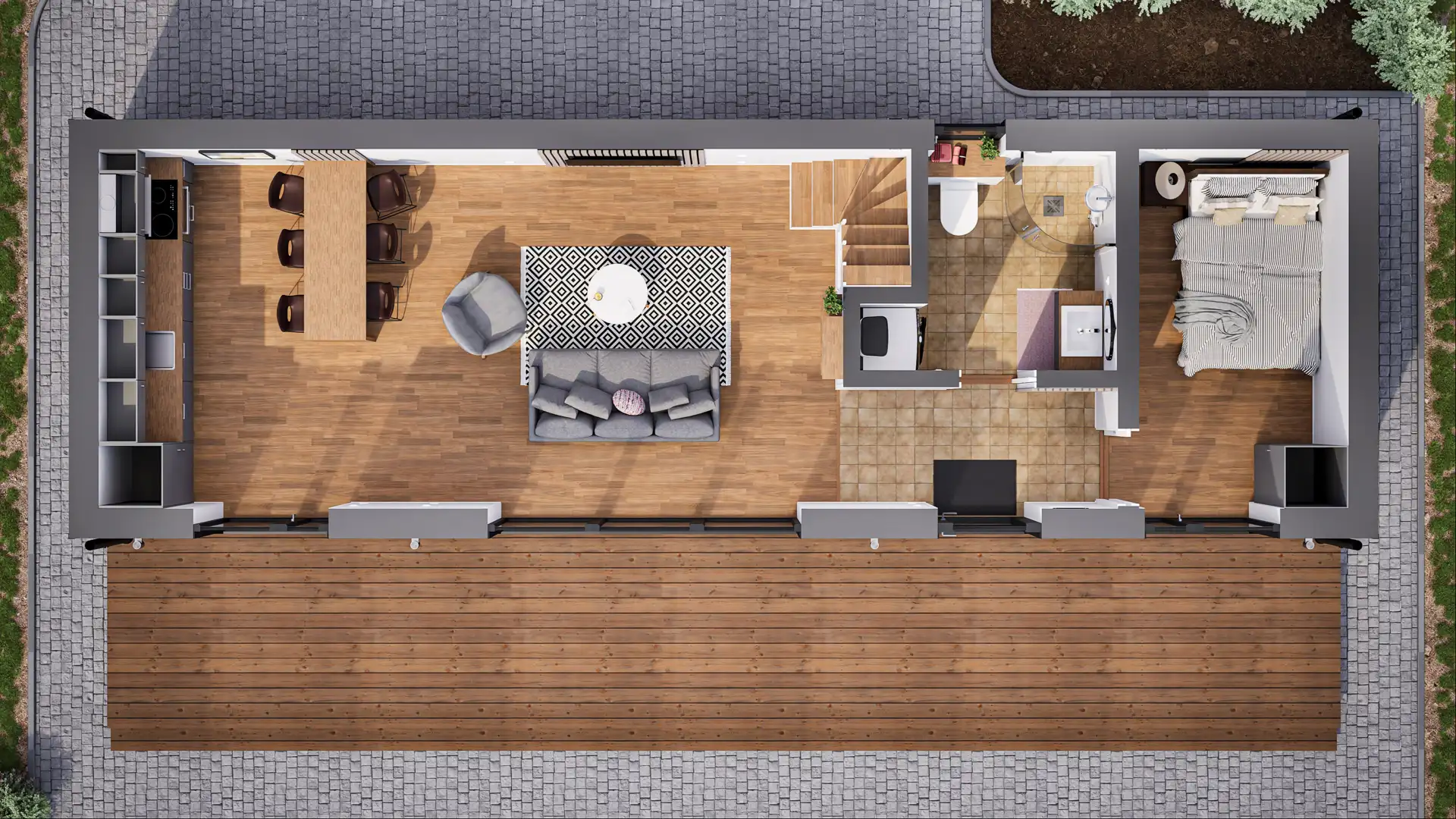 Saltsjöhus 50 Modern 3D-vy