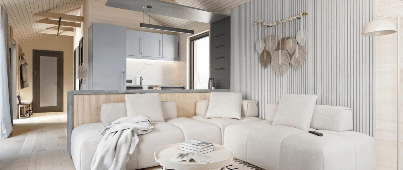 Saltsjöhus 54 vardagsrum med öppen planlösning